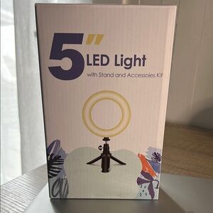 UBeesize 5in LED Light with stand, selfie stick & clip for laptop